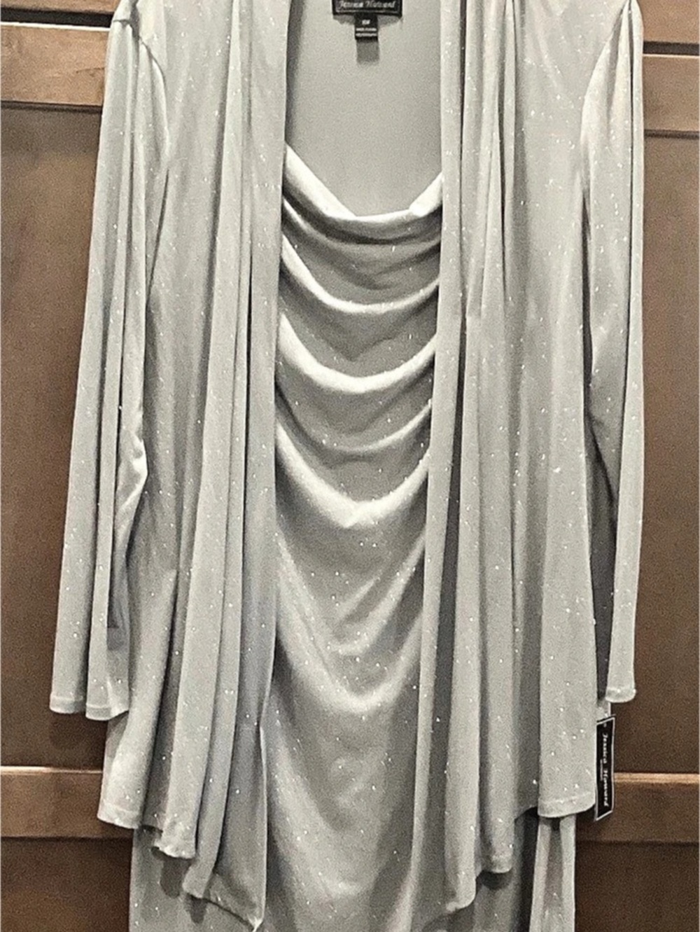 Jessica Howard Metallic Shimmer Cowl Neck Midi Dress with Matching Jacket Set